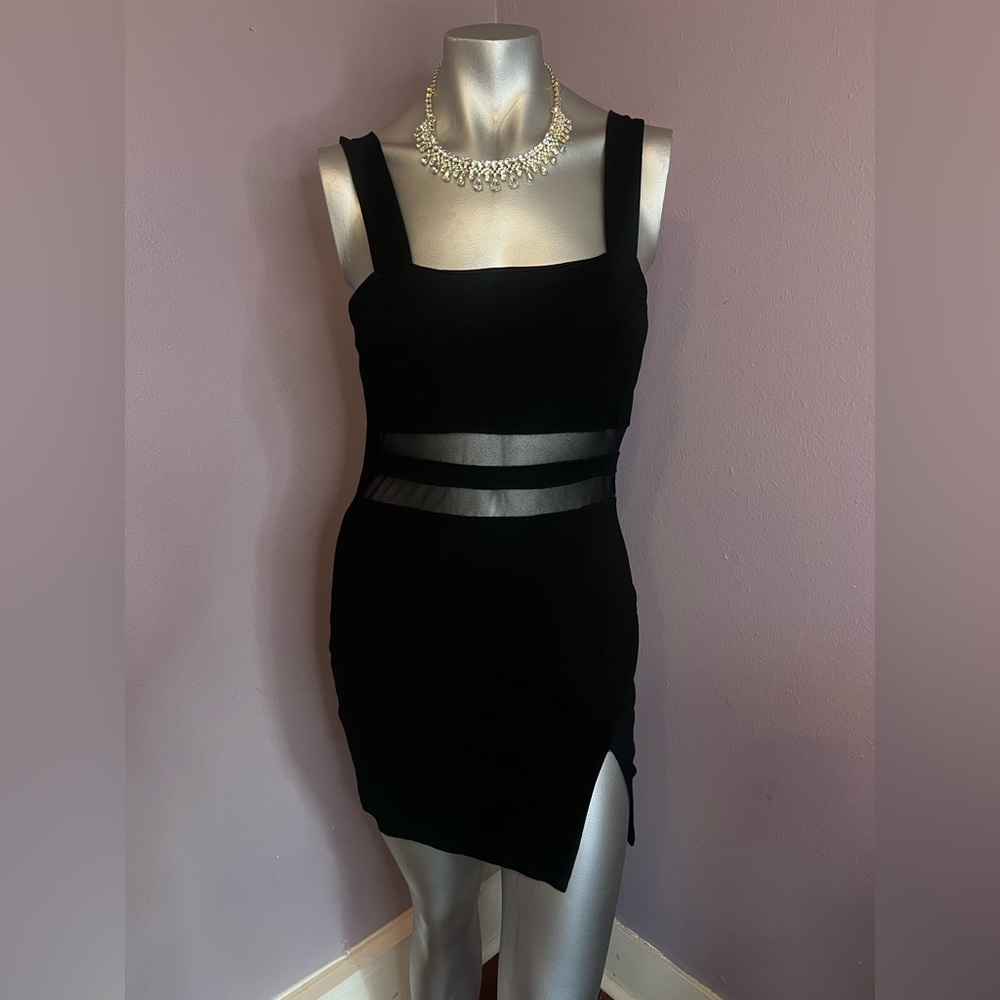 Fashion Nova Black Mini Dress with Mesh Waistband